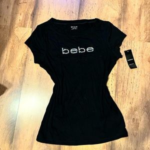 Y2K black bebe tight fitting shirt